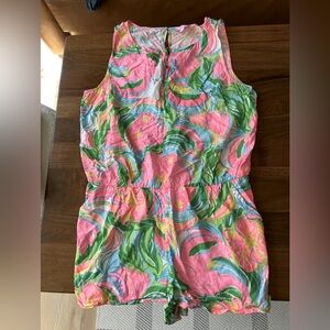 Lilly Pulitzer floral “Tybee” romper, size XL in “So Appealing” print